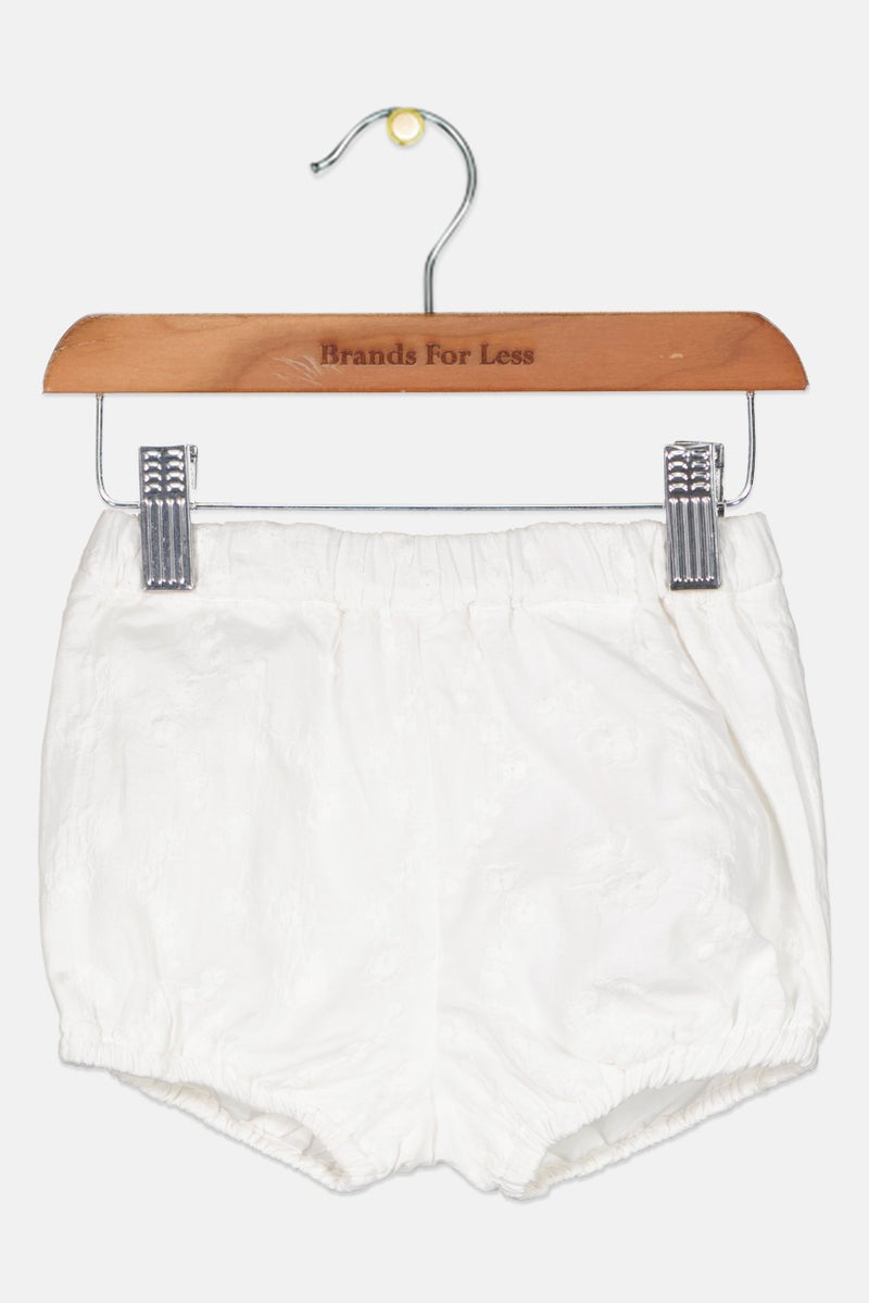 NAME IT Toddlers Girl Embroidered Shorts, White - Image 1