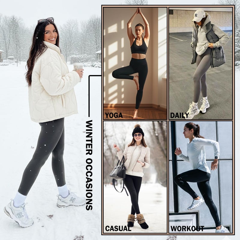 NEW YOUNG 3 Pack Fleece Lined Leggings Women with Pockets,Warm Winter Yoga Pants for Women Winter Clothing Thermal Black Leggings Women Soft High Waist Tummy Control Leggings Womens Fall Clothes - Image 4