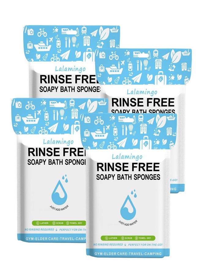 Lalamingo 100 PCS Disposable Rinse Free Bath Sponges, No Rinse Bathing Wipes for Adults, Soap Infused Dry Shower Wipes for Elderly, Bedridden, Camping, Post Surgery(25 Count 4 Pack) - Image 1