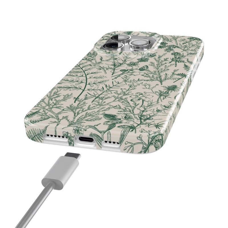 Casely iPhone 15 Pro Case | Sage Garden | Green Floral | Compatible with MagSafe | Classic Ultra Slim Design - Image 1