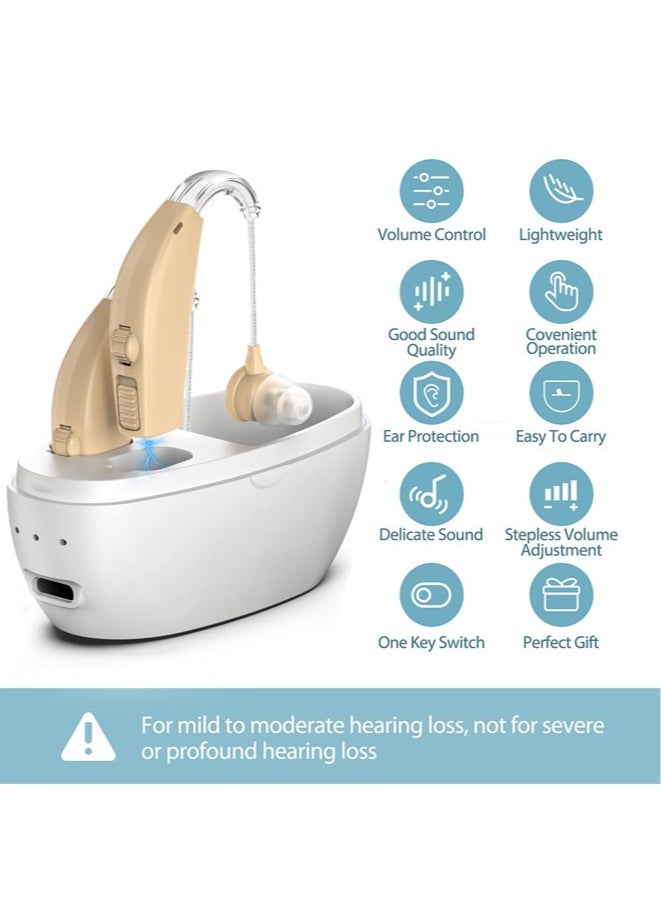Jccgoo Rechargeable Hearing Aids For Seniors, Sound Amplifier With Noise Canceling Function, Digital Hearing Aid With Charging Case, Simple to Operate and Hear Clear Sound  - Image 2
