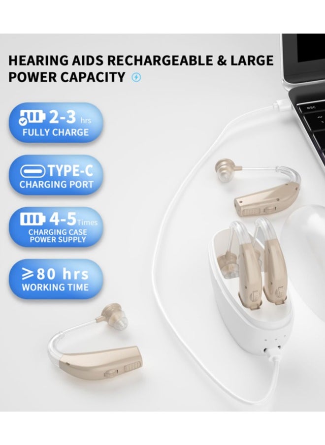 Jccgoo Rechargeable Hearing Aids For Seniors, Sound Amplifier With Noise Canceling Function, Digital Hearing Aid With Charging Case, Simple to Operate and Hear Clear Sound  - Image 4