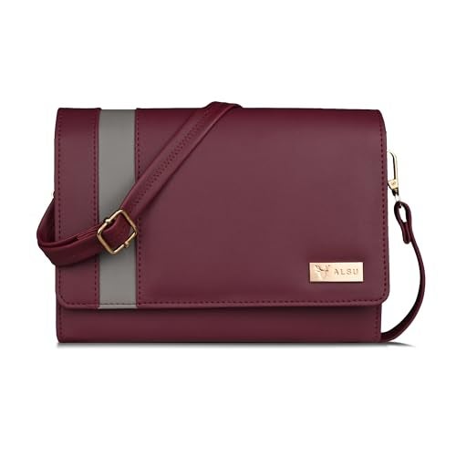 ALSU Women's trendy Sling Bag Maroon | handbag | purse | crossbody bag| deattachable straps |card slots (irf-019mar) - Image 1