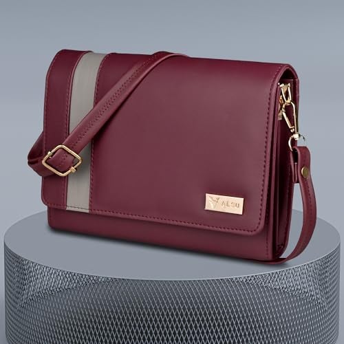 ALSU Women's trendy Sling Bag Maroon | handbag | purse | crossbody bag| deattachable straps |card slots (irf-019mar) - Image 2