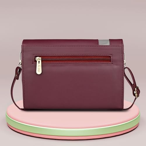 ALSU Women's trendy Sling Bag Maroon | handbag | purse | crossbody bag| deattachable straps |card slots (irf-019mar) - Image 3