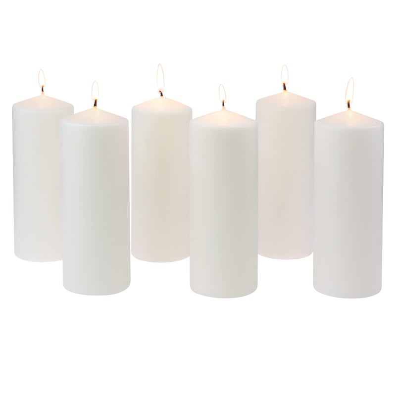 Stonebriar Unscented White Tall Pillar Candles, 80 Hour Burning Candle Pillars, Perfect for Decor, Weddings, Emergencies 3" X 8", 6 count - Image 3