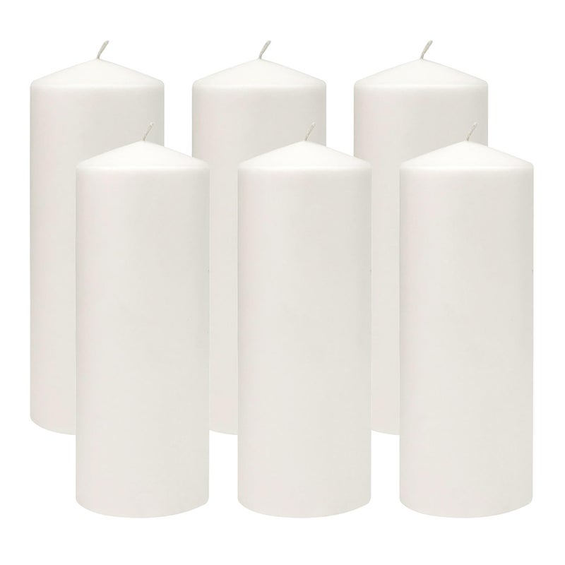 Stonebriar Unscented White Tall Pillar Candles, 80 Hour Burning Candle Pillars, Perfect for Decor, Weddings, Emergencies 3" X 8", 6 count - Image 1