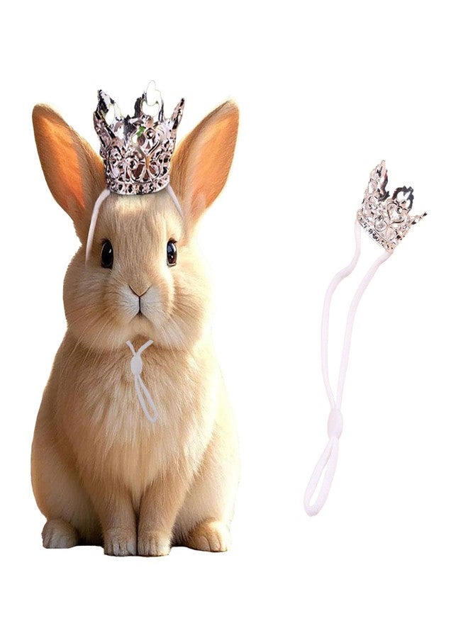 NUOSYI 1PCS Crown Tiara Headband for Cat Dogs Puppy Birds Ducks Chicken Rabbit Hamster Pets Party Birthday Grooming Hair Accessories(Silver, Elastic) - Image 1