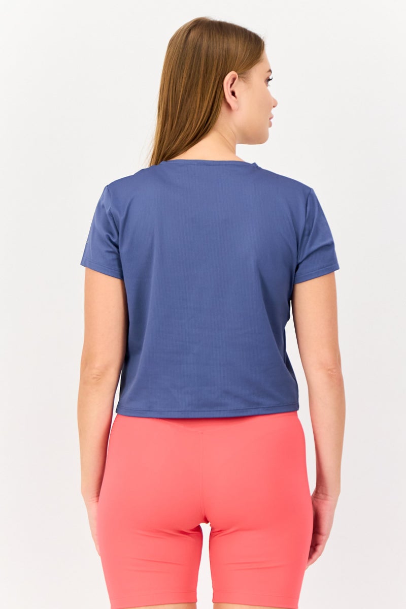 Nike Women Sportswear Fit Short Sleeve Training Top, Slate Blue  - Image 3