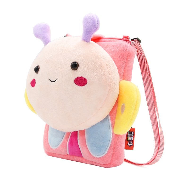 Plush Kids Crossbody Bag, Butterfly Animal Design, Soft Lightweight Shoulder Bag for Daily Outings - Image 2