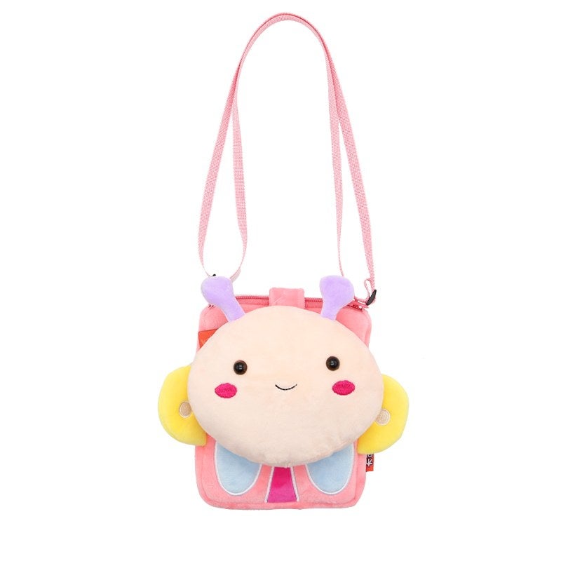 Plush Kids Crossbody Bag, Butterfly Animal Design, Soft Lightweight Shoulder Bag for Daily Outings - Image 4