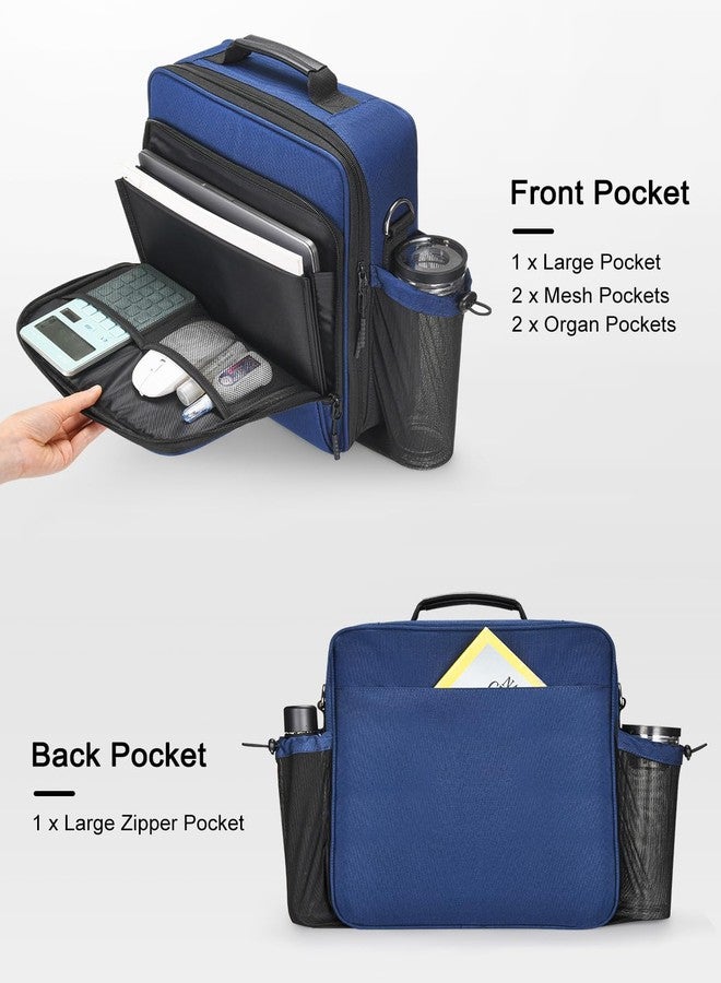 HINOOR 3 Inch 3-Ring Zipper Binder with Water Bottle Holder, D-Ring Zip Up Binder with Shoulder Strap, 700 Sheet Capacity, Compatible with 13" MacBook/Tablet, for School, Office (Dark Blue) - Image 3