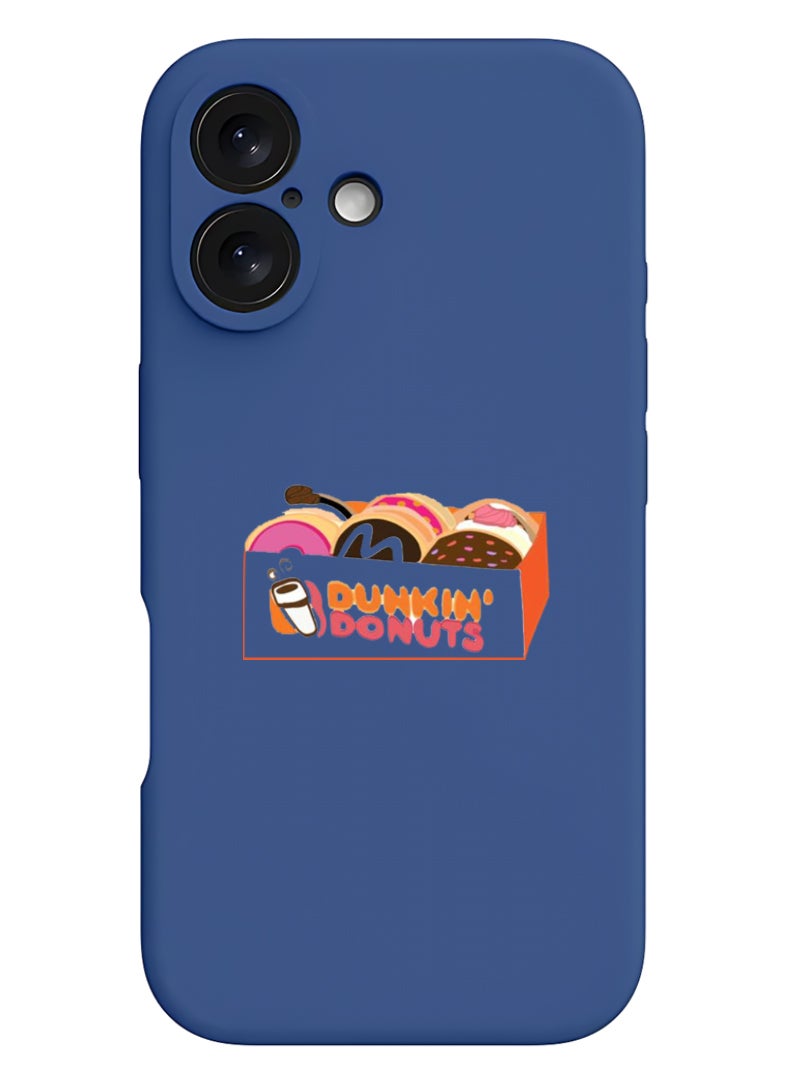 Theodor iPhone 16 Blue Protective Slim Fit Case Liquid Silicone Cover with Full Body Protection Anti-Scratch Shockproof Case For iPhone - Donuts - Image 1