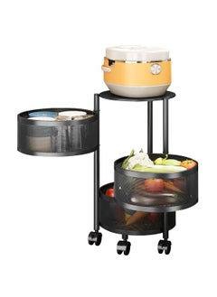 HASTHIP HASTHIP® 3 Layer Kitchen Rotating Trolley Portable Storage Rack, Rotating Kitchen Trolley, Kitchen Trolley with Wheels for Storage, Vegetable Storage Rack for Kitchen Living Room  - Image 1