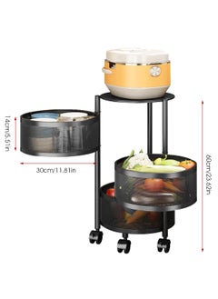 HASTHIP HASTHIP® 3 Layer Kitchen Rotating Trolley Portable Storage Rack, Rotating Kitchen Trolley, Kitchen Trolley with Wheels for Storage, Vegetable Storage Rack for Kitchen Living Room  - Image 2