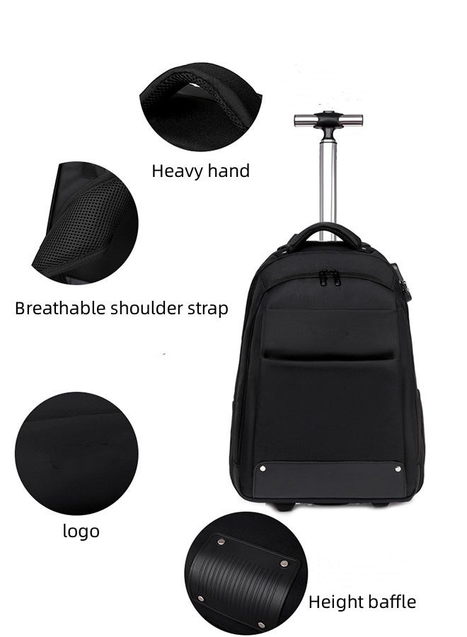 JCB CHIC حقيبة سفر، حقيبة كمبيوتر محمول بعجلات خفيفة الوزن 2 في 1 متعددة الاستخدامات، حقيبة كمبيوتر محمول بعجلات مقاومة للماء مقاس 18 بوصة، حقيبة دوارة للأعمال/السفر/المدرسة/الرجال/النساء - Image 4