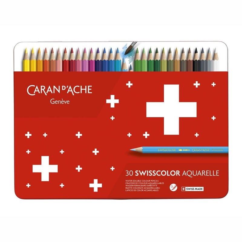 Caran d'Ache CREATIVE ART MATERIALS Swisscolor Pencils Metal Box, Set of 30 (1285.730)