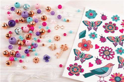 Make It Real Metal Bedazzled! Create 3 Unique Charm Bracelets Kit|Blooming Creativity|104 PcsIncludes Play Tray|All-in-1 DIY Beaded Jewelry Kit|Tweens&Girls|Arts&Crafts,Ages 8+|MadeInIndia,Multicolor - Image 2