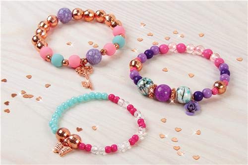 Make It Real Metal Bedazzled! Create 3 Unique Charm Bracelets Kit|Blooming Creativity|104 PcsIncludes Play Tray|All-in-1 DIY Beaded Jewelry Kit|Tweens&Girls|Arts&Crafts,Ages 8+|MadeInIndia,Multicolor - Image 3