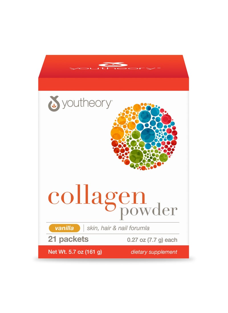 youtheory - Collagen Powder Vanilla Skin Hair And Nail Formula 21 Packets - Image 1