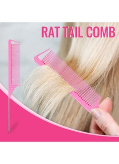 TsMADDTs Clear Small Rubber Elastics With Hair Loop Styling Tool Set1000Pcs Rubber Hair Ties 2Pcs French Braid Tool Loop 1Pcs Rat Tail Combs For Braiding Stylingpink  - Image 4