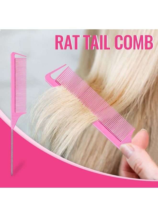 TsMADDTs Clear Small Rubber Elastics With Hair Loop Styling Tool Set1000Pcs Rubber Hair Ties 2Pcs French Braid Tool Loop 1Pcs Rat Tail Combs For Braiding Stylingpink  - Image 4