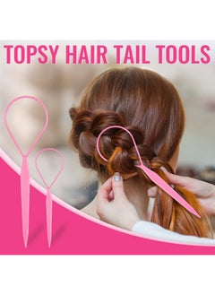 TsMADDTs Clear Small Rubber Elastics With Hair Loop Styling Tool Set1000Pcs Rubber Hair Ties 2Pcs French Braid Tool Loop 1Pcs Rat Tail Combs For Braiding Stylingpink  - Image 3