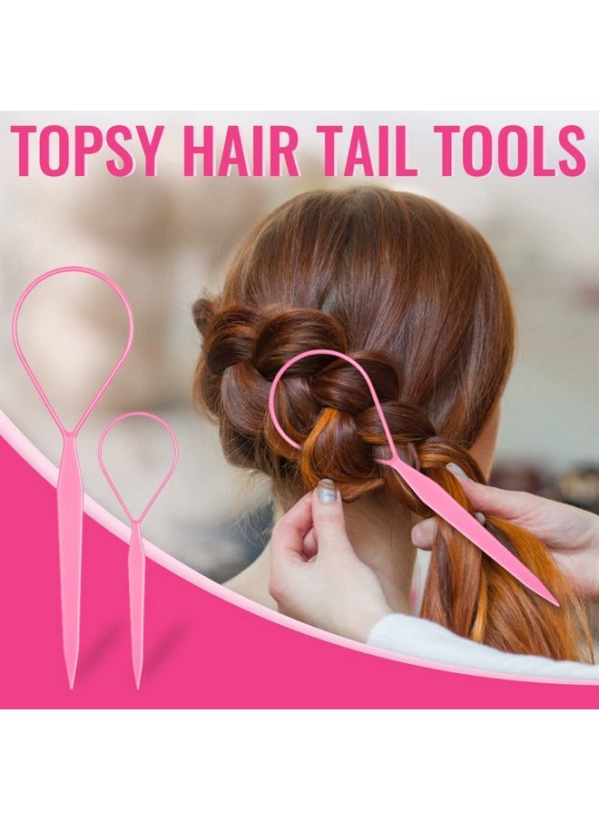 TsMADDTs Clear Small Rubber Elastics With Hair Loop Styling Tool Set1000Pcs Rubber Hair Ties 2Pcs French Braid Tool Loop 1Pcs Rat Tail Combs For Braiding Stylingpink  - Image 3