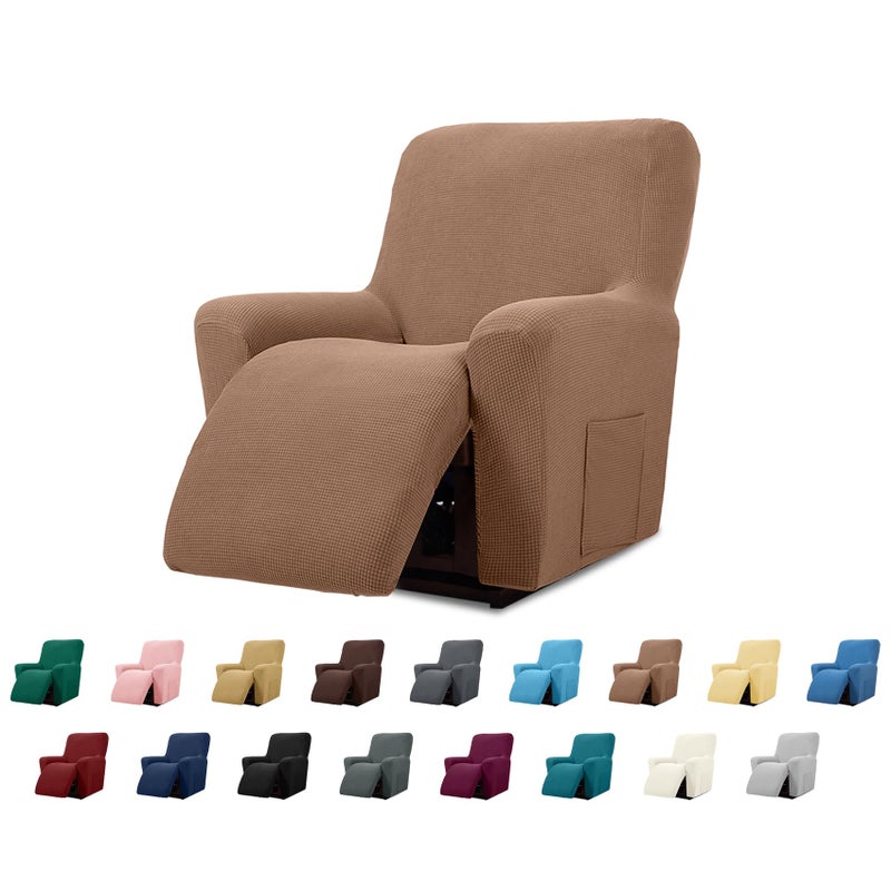 Cupuamon Recliner Chair CoversLazy Boy Recliner Covers Stretch Reclining Covers 1 Piece Furniture Protector with Elastic Bottom for DogKidsCamel
