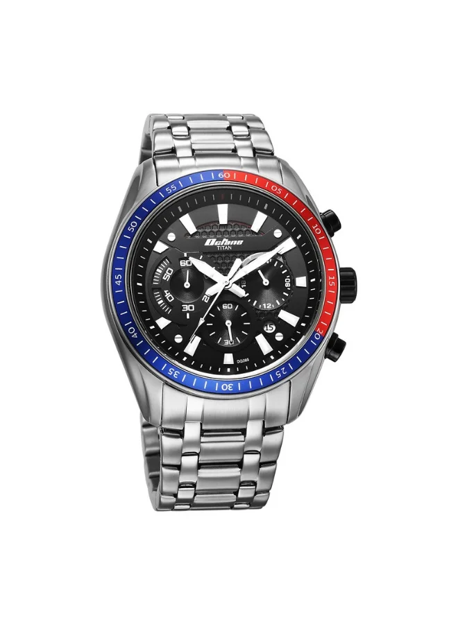تيتان Octane Quartz Chronograph with Date Black Dial Silver Stainless Steel Strap Watch for Men - 90077KM05