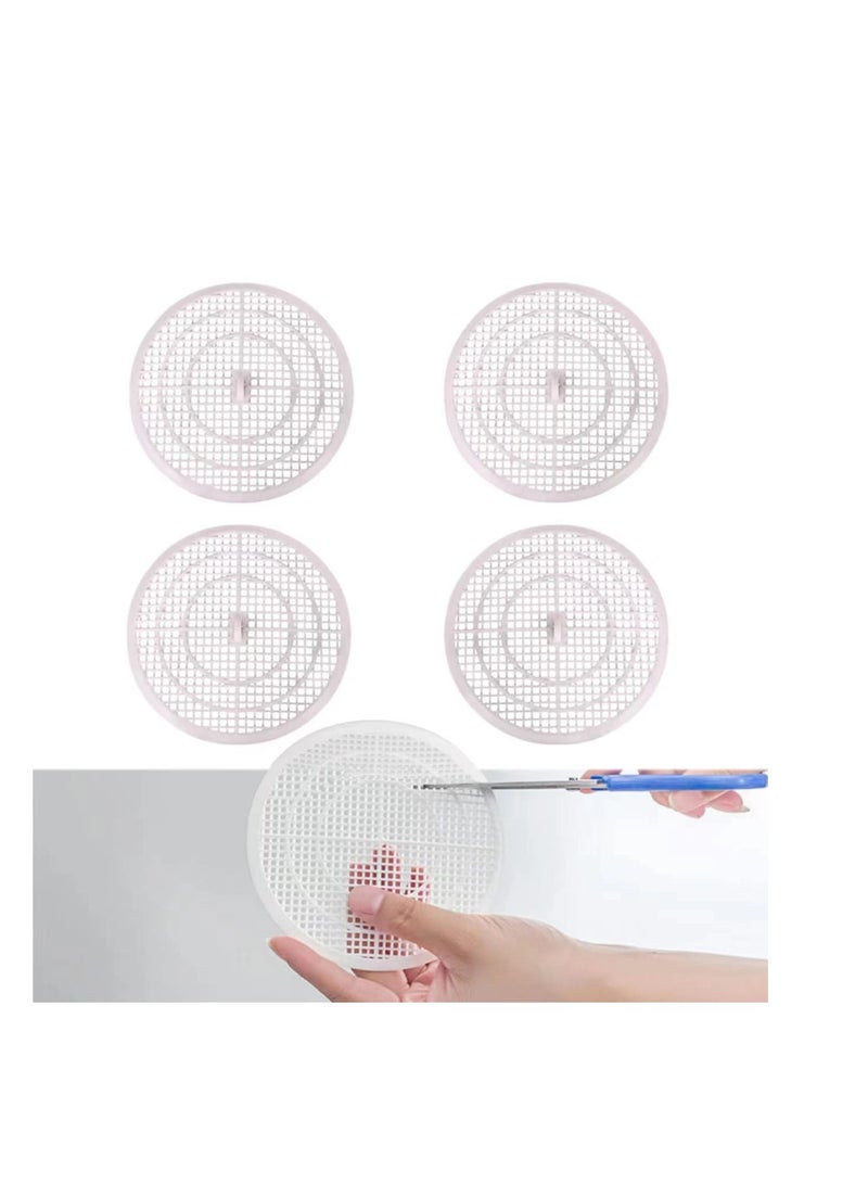 SOLARAE Shower Drain Hair Catcher, 4 Pcs Kitchen Sink Strainer, Hair Strainer Shower Mesh Sticker, Drain Grill Cover, Bath Hair Catcher, Strainer for Kitchen, Bathroom, Shower Tub - Image 1