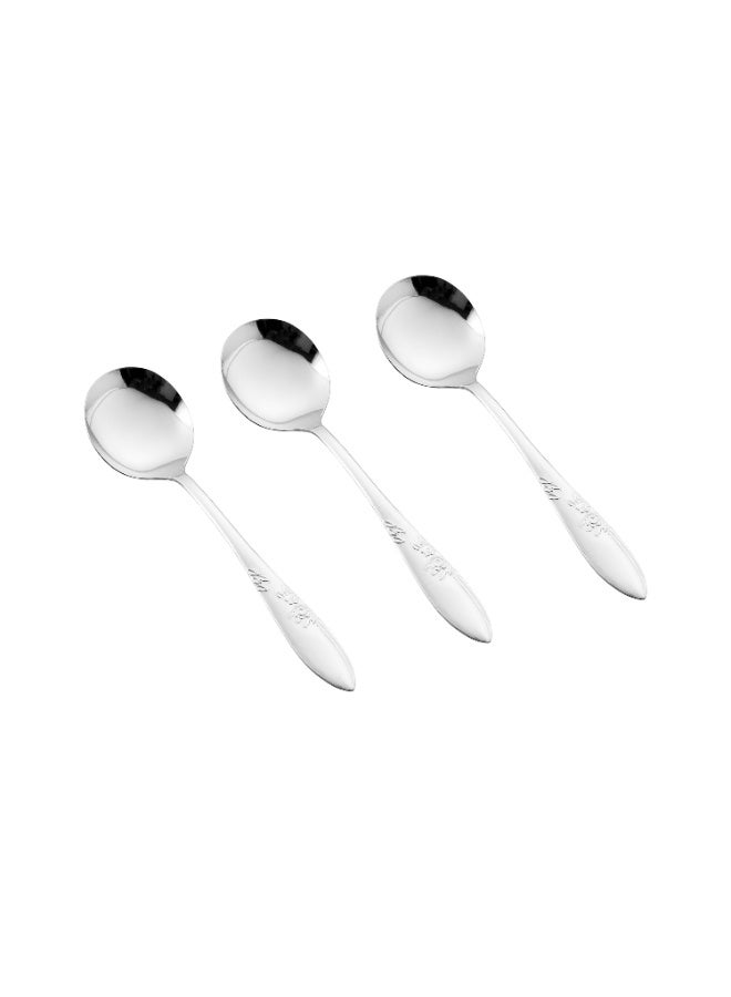 هيك طقم ملاعق شوربة من الستانلس ستيل المقاوم للصدأ مكون من 12 قطعة فضي - Image 2