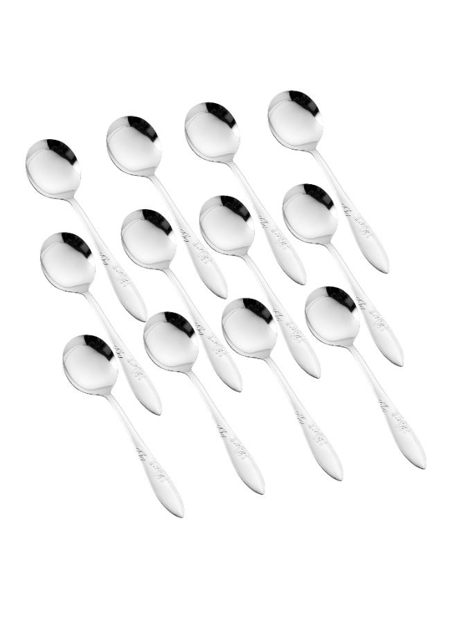 هيك طقم ملاعق شوربة من الستانلس ستيل المقاوم للصدأ مكون من 12 قطعة فضي - Image 1