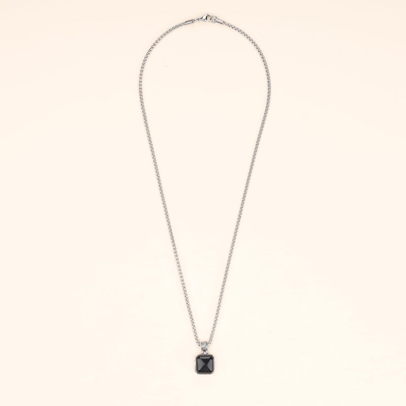 COAI Black Obsidian Necklace for Men, Stainless Steel Pendant Necklace for Men 24" - Image 4