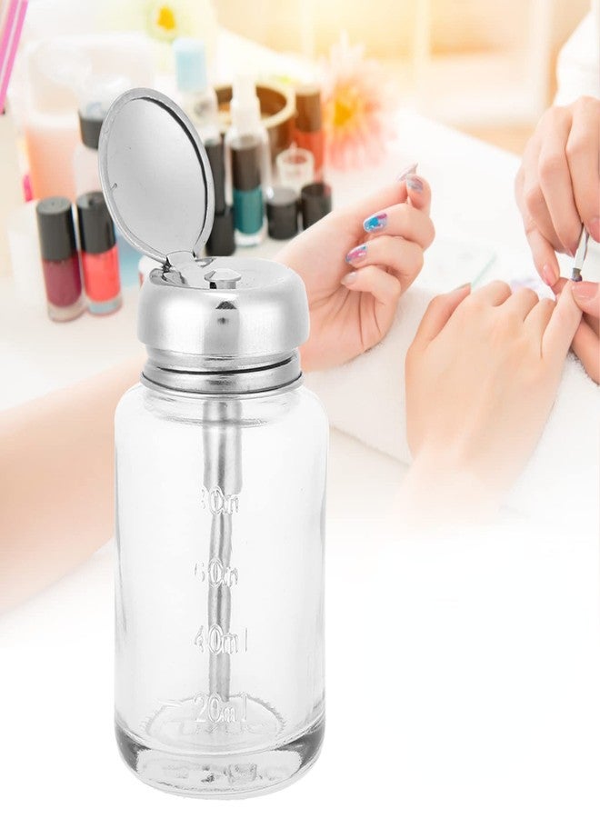 YOSOO Nail Polish Remover Bottles Refillable Pump Dispenser Bottles Pump Dispenser 80ML Push Down Nail Polish Remover Glass Bottle Empty Portable Push Down Pump Dispenser for Head Lip Eye Makeup Remover(1) - Image 1