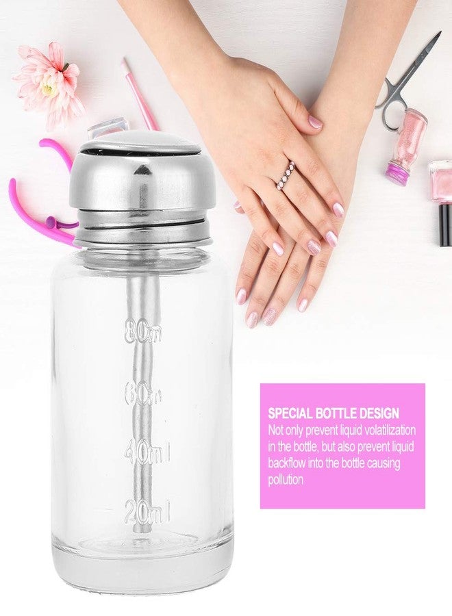 YOSOO Nail Polish Remover Bottles Refillable Pump Dispenser Bottles Pump Dispenser 80ML Push Down Nail Polish Remover Glass Bottle Empty Portable Push Down Pump Dispenser for Head Lip Eye Makeup Remover(1) - Image 4