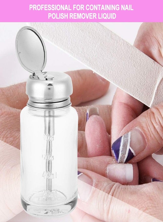 YOSOO Nail Polish Remover Bottles Refillable Pump Dispenser Bottles Pump Dispenser 80ML Push Down Nail Polish Remover Glass Bottle Empty Portable Push Down Pump Dispenser for Head Lip Eye Makeup Remover(1) - Image 2
