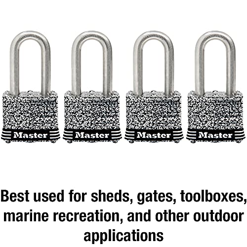 Master Lock 3SSQLF Stainless Steel Outdoor Padlock with Key, 4 Pack Keyed-Alike - Image 2