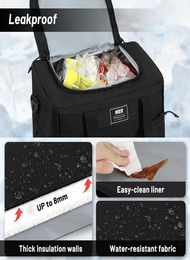 MIER Large Lunch Box for Men Women Adult Insulated Soft Sided Cooler 30 Can Leakproof Lunch Bag Collapsible for Work Travel Camping Beach, 18L (Black-No Luggage Strap) - Image 4