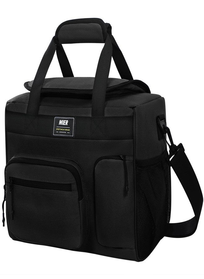 MIER Large Lunch Box for Men Women Adult Insulated Soft Sided Cooler 30 Can Leakproof Lunch Bag Collapsible for Work Travel Camping Beach, 18L (Black-No Luggage Strap) - Image 1