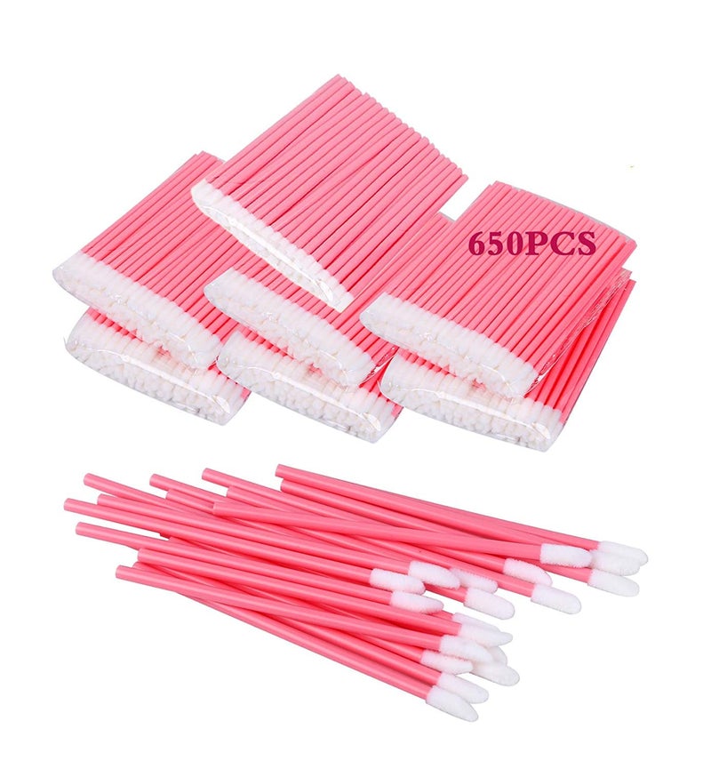 Mooerca 650PCS Disposable Lip Gloss Applicators Make Up Brush Lipstick Wands Makeup Applicators Brushes Applicator Tool Makeup Beauty Tool Kits Disposable Lip Brushes Tool Kits Pink - Image 1