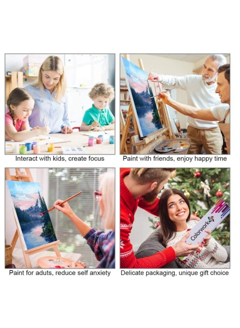 Captaintech DIY Paint by Numbers for Adults and Kids, “Rocky Mountain Sunset” Acrylic Painting Kit by Artist Joan A Brown with Brushes and Acrylic Pigmen for Home Decoration Without Frame - Image 3