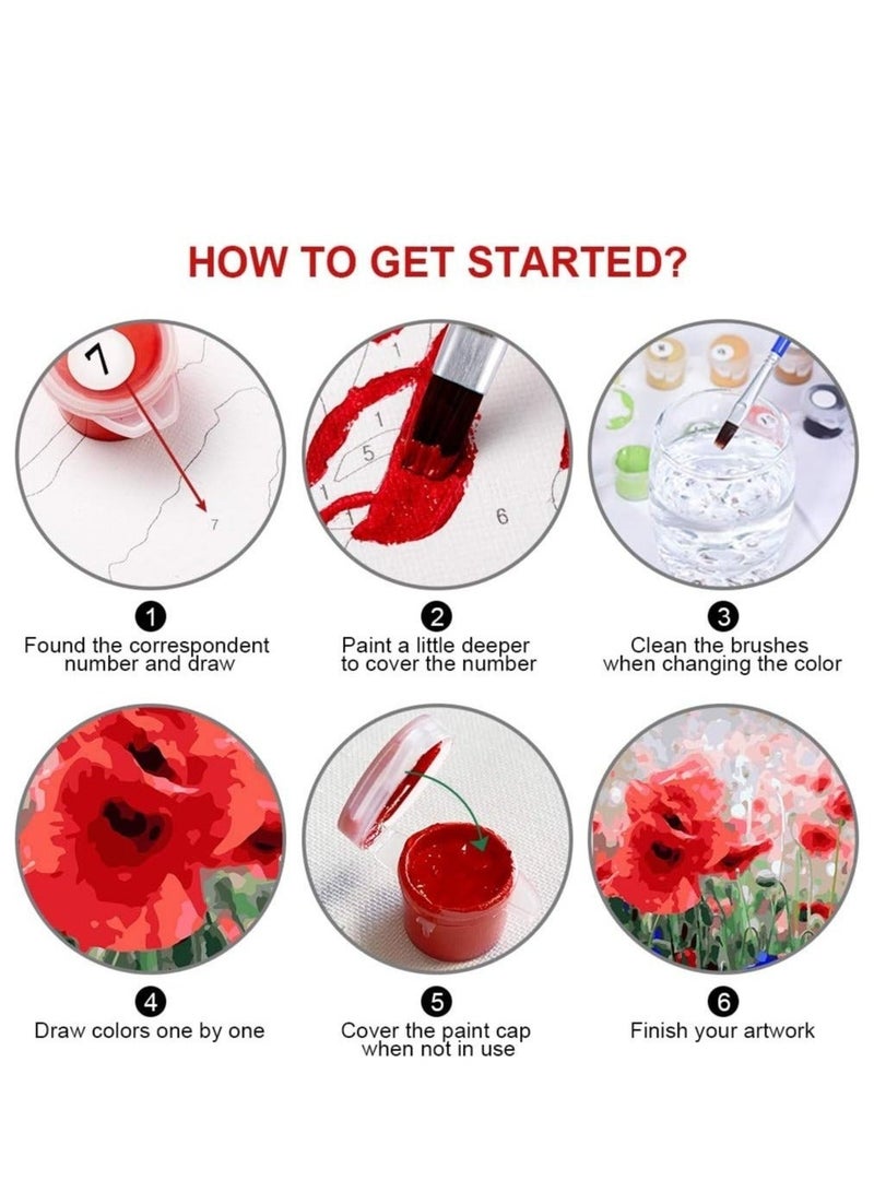 Captaintech DIY Paint by Numbers for Adults and Kids, “Rocky Mountain Sunset” Acrylic Painting Kit by Artist Joan A Brown with Brushes and Acrylic Pigmen for Home Decoration Without Frame - Image 4