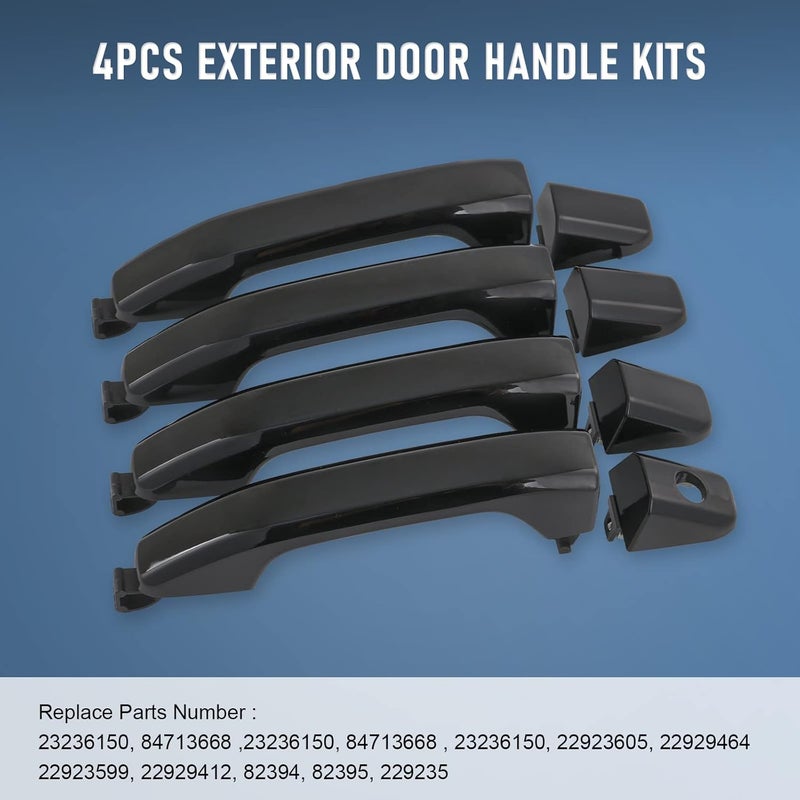 LDMINDA Exterior Black Outside Door Handle Set for Cadillac Escalade, Chevy Avalanche, Silverado, Suburban, GMC Sierra, Yukon (2007-2014) - 4PCS - Image 2
