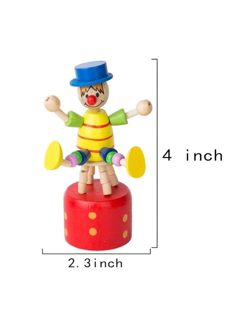 PROLOSO Push Puppet Finger Puppets Thumb Press Base Joker Puppet Push Up Wooden Clown Toys 5 Pcs