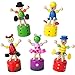 PROLOSO Push Puppet Finger Puppets Thumb Press Base Joker Puppet Push Up Wooden Clown Toys 5 Pcs - Image 2