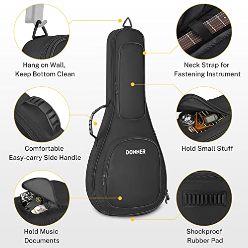 Donner 28 Inch Mandolin Case, 0.5 Inch Padded Sponge 600D Thick Ripstop Waterproof Nylon Soft Gig Bag with Two-Way Sturdy Metal Zippers and Back Hanger Loop, Fit A & F Style Mandolin - Image 3