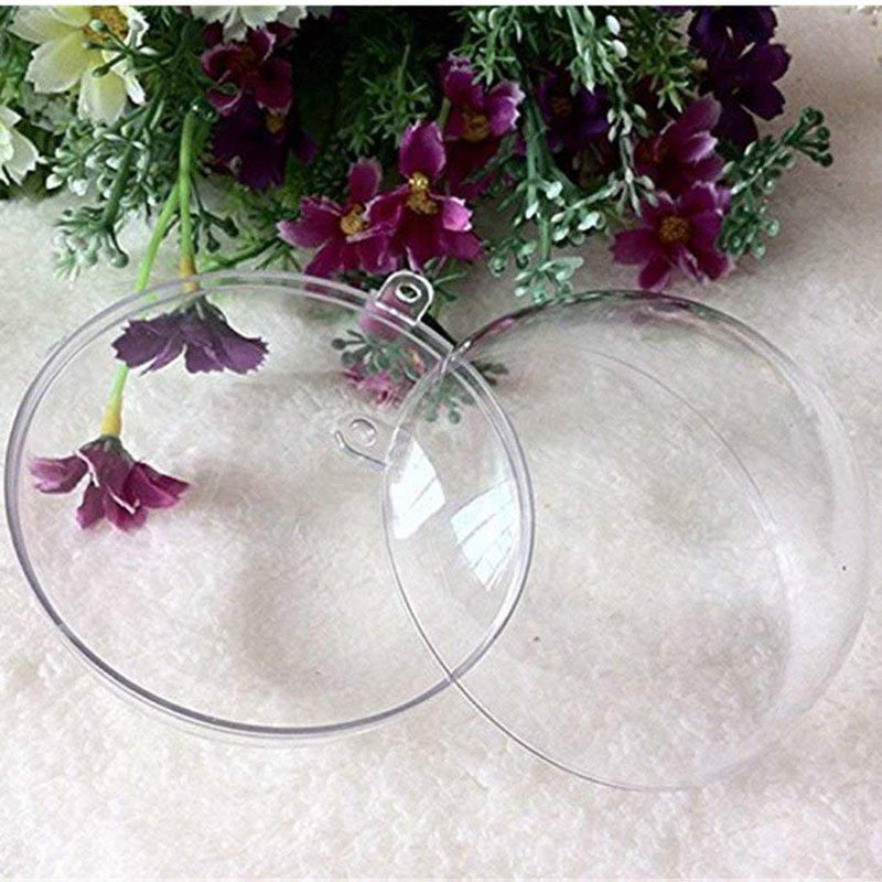 Wenosda 24PCS Clear Plastic Acrylic Fillable Ball Ornament Set  Transparent DIY Craft Ball for Christmas Tree Ornaments  Wedding and Birthday Party Decorations(60mm/2.36 Inches 24pcs) - Image 5