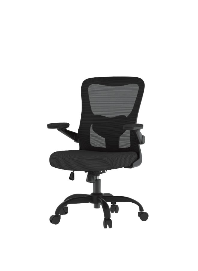 Flexispot Ergonomic Office Chairs Mesh Computer Desk Chair with 4D Flip-up Armrests 2D Lumbar Support Comfy High Back Rolling Task Chair with Swivel Wheels, Black - Image 2