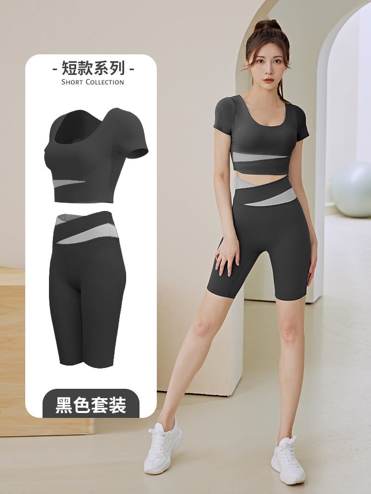 Generic Summer Crop Top Fitness Yoga Set Women Xingyao Black Pants Set 